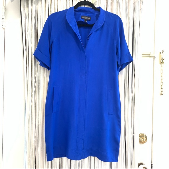 Julie Dillon Silk Blue Tunic Dress W/pockets 0 - Picture 8 of 8